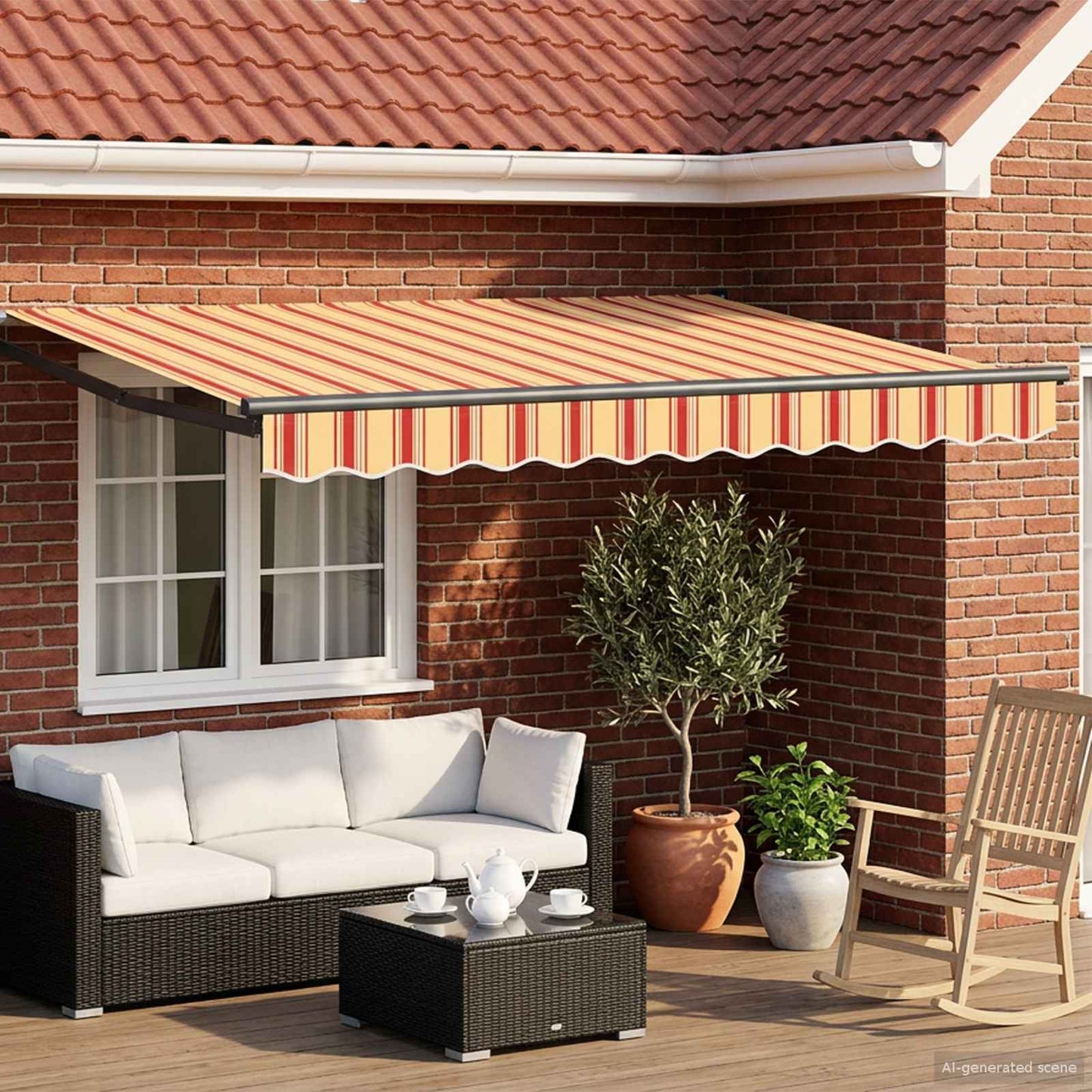 Electric Retractable Awning Multicolour 3.5 x 2 m
