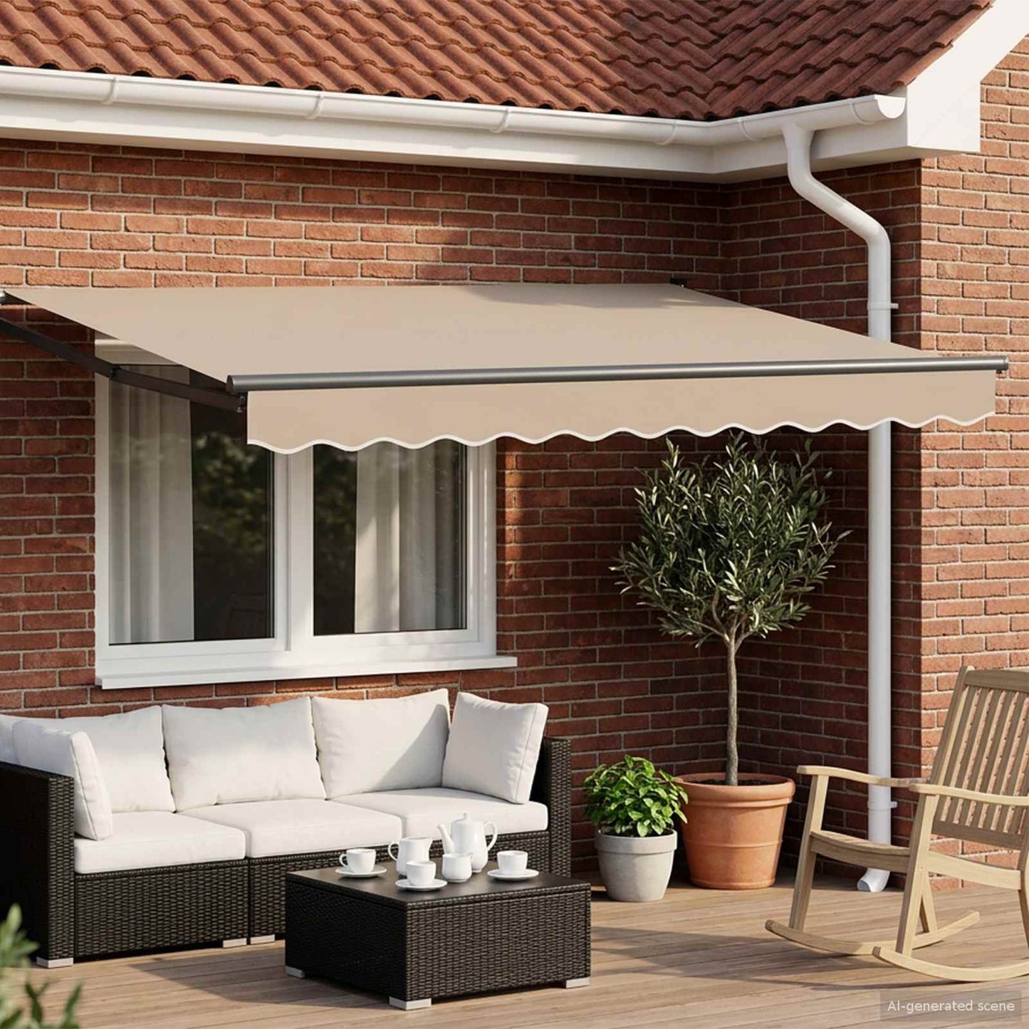 Electric Retractable Awning Beige and Anthracite 3.5 x 2 m