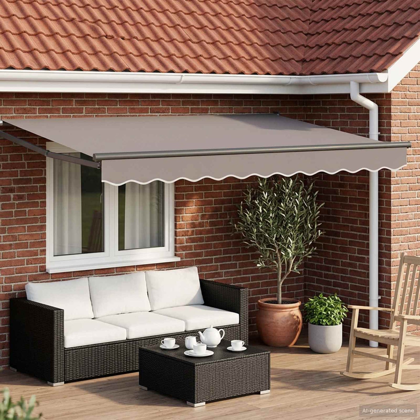 Electric Retractable Awning Light Grey and Anthracite 3 x 2.5 m