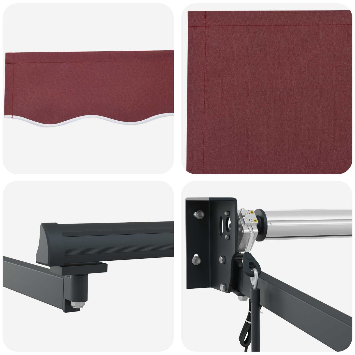 Electric Retractable Awning Burgundy and Anthracite 3.5 x 2.5 m