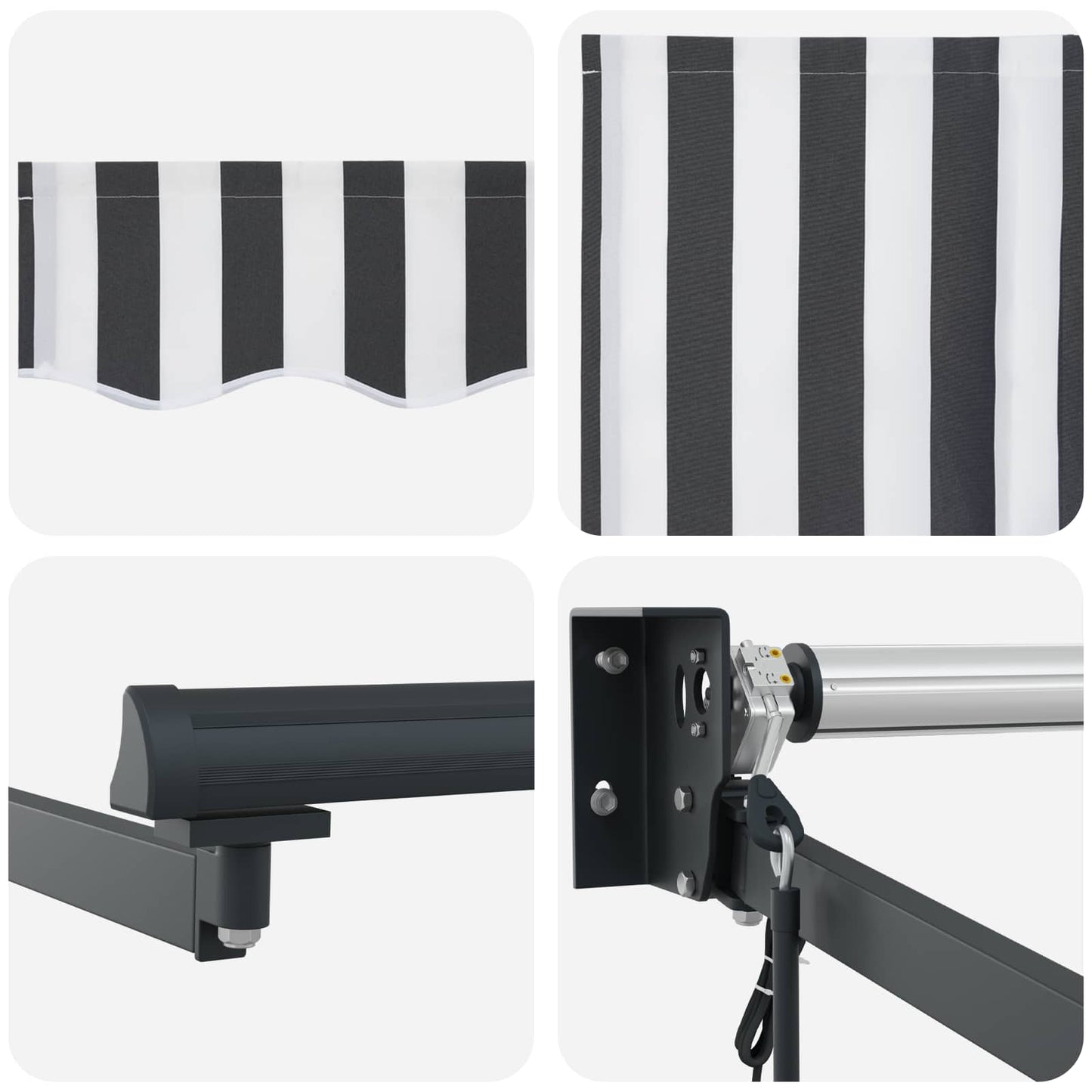 Electric Retractable Awning Anthracite and White 3.5 x 2.5 m