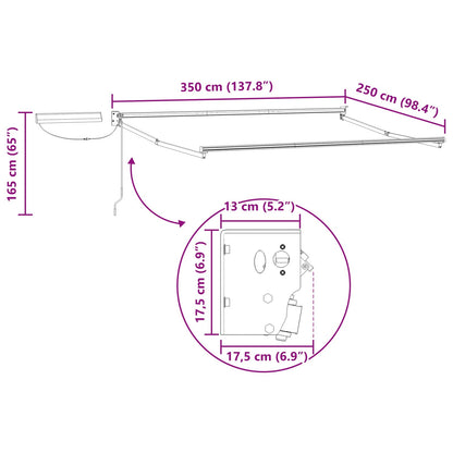 Electric Retractable Awning Multicolour 3.5 x 2.5 m