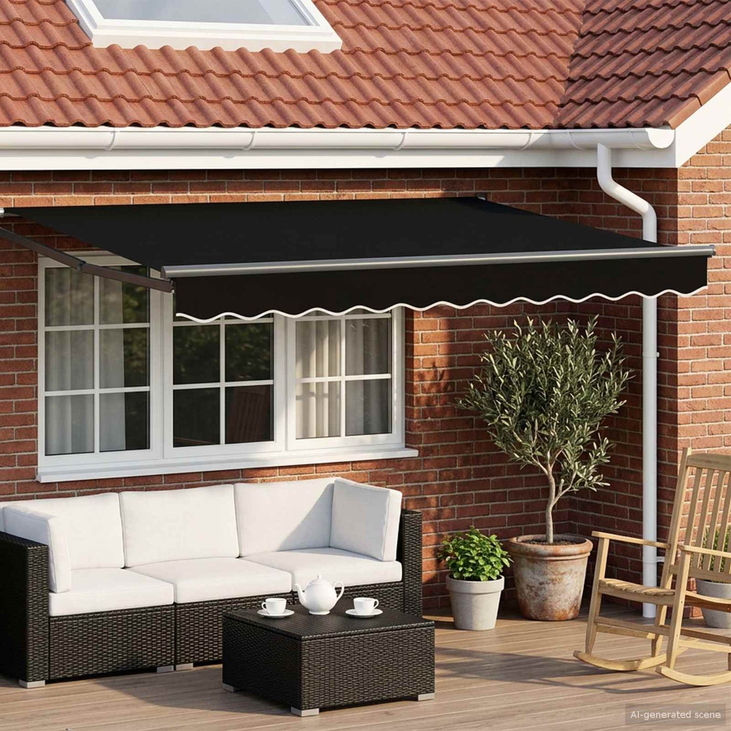 Electric Retractable Awning Black and Anthracite 3.5 x 2.5 m