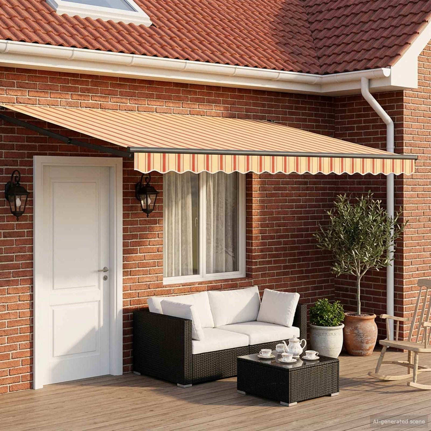 Electric Retractable Awning Multicolour 4 x 3 m
