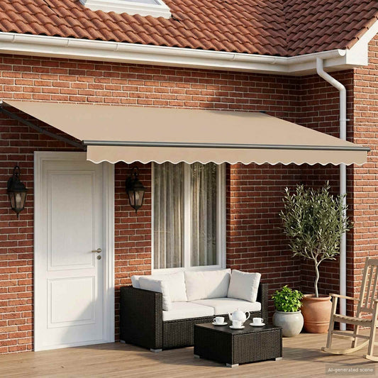 Solar Electric Awning 4 x 3 m Beige 100% Polyester