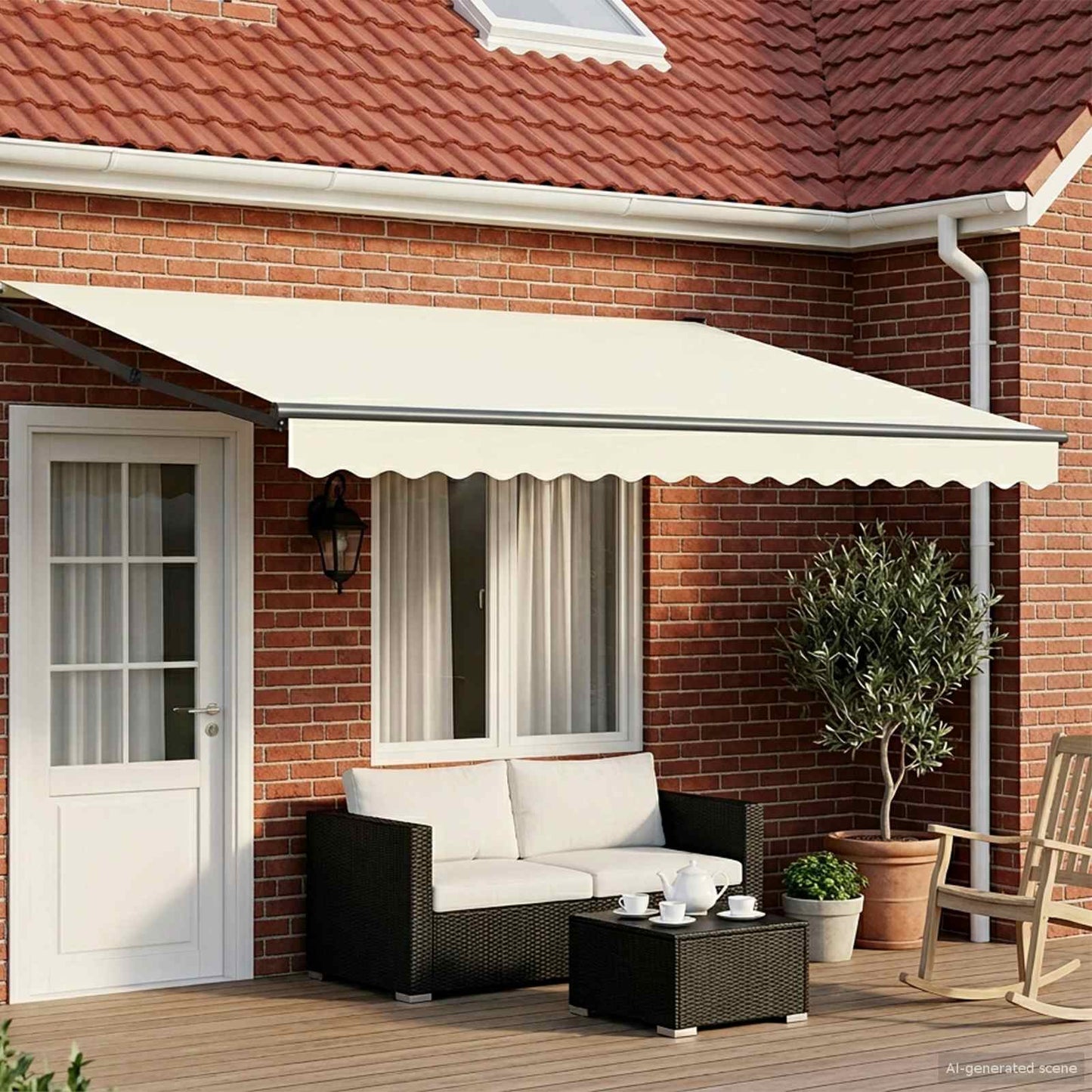 Electric Retractable Awning Cream and Anthracite 4.5 x 3 m