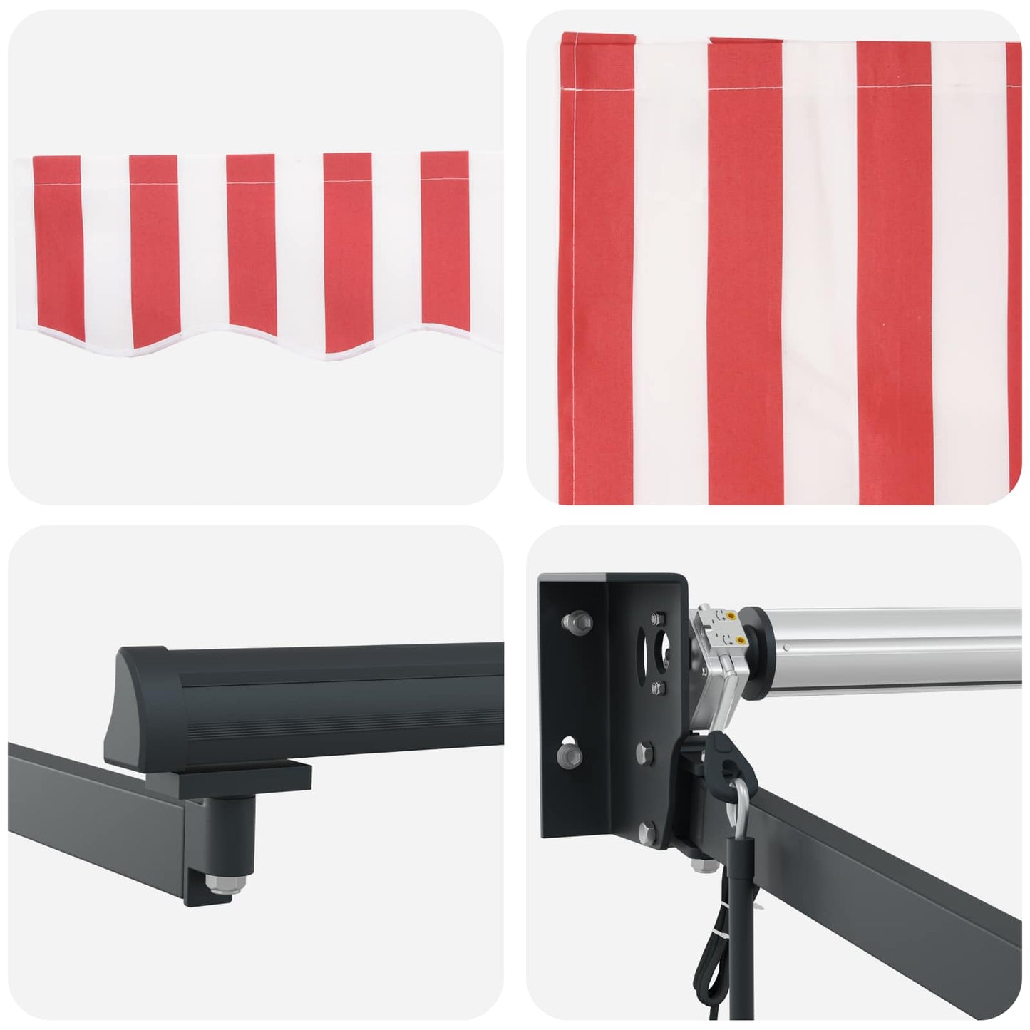 Electric Retractable Awning Red, White and Anthracite 4.5 x 3 m