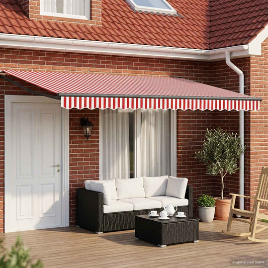 Solar Electric Awning 4.5 x 3 m Red and White Stripe