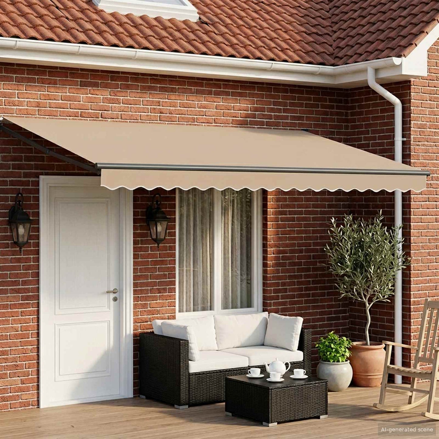 Electric Retractable Awning Beige and Anthracite 4.5 x 3 m