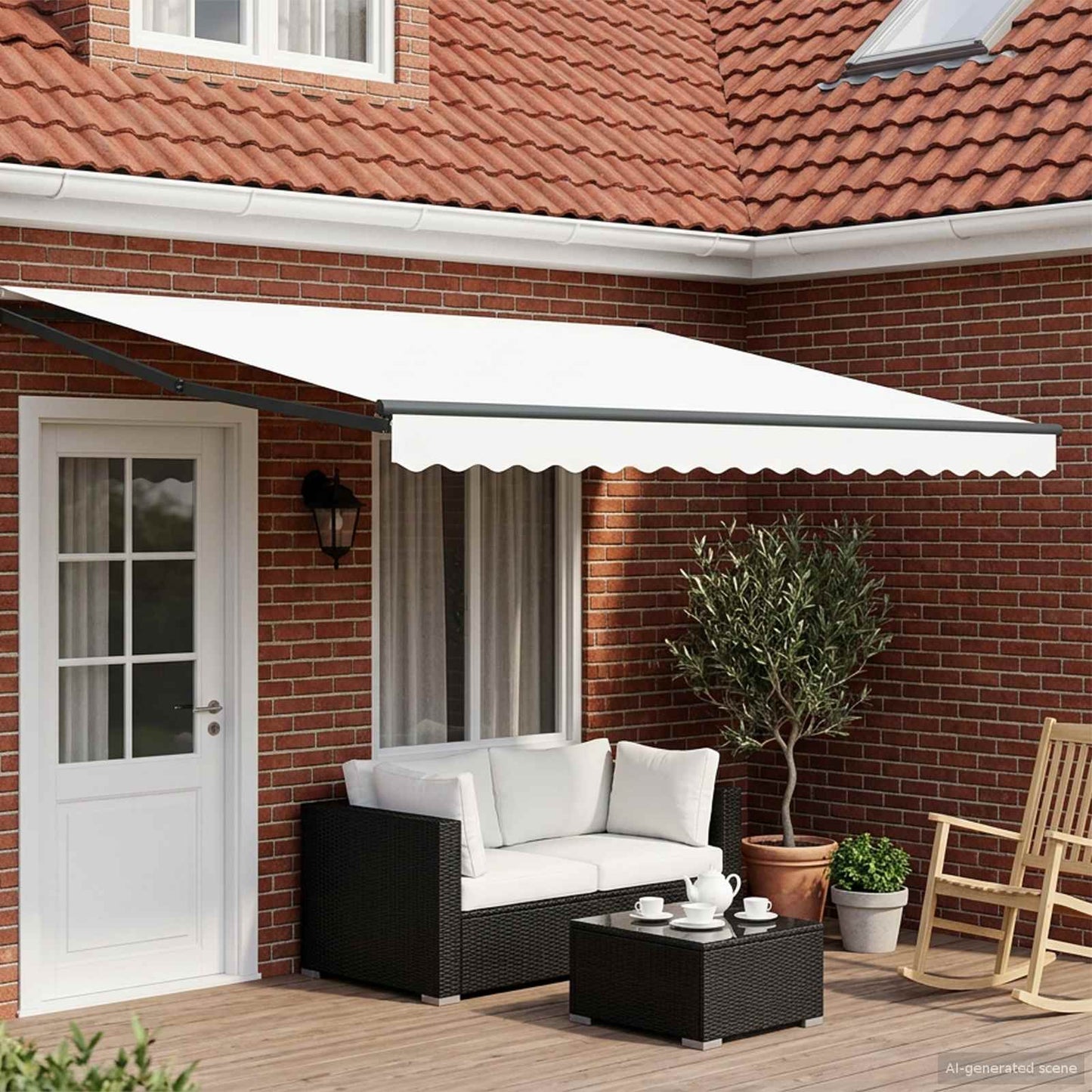 Electric Retractable Awning White and Anthracite 4.5 x 3 m
