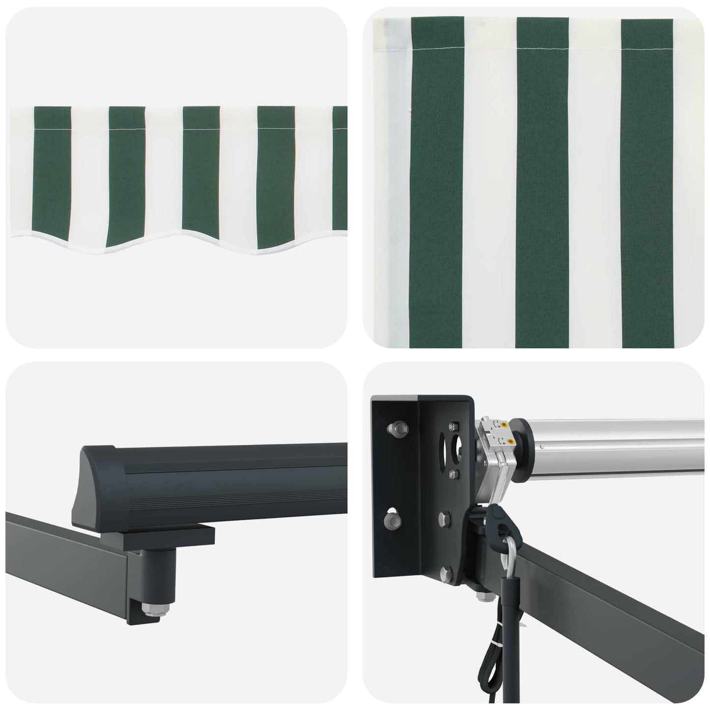 Electric Retractable Awning Green, White and Anthracite 5 x 3 m