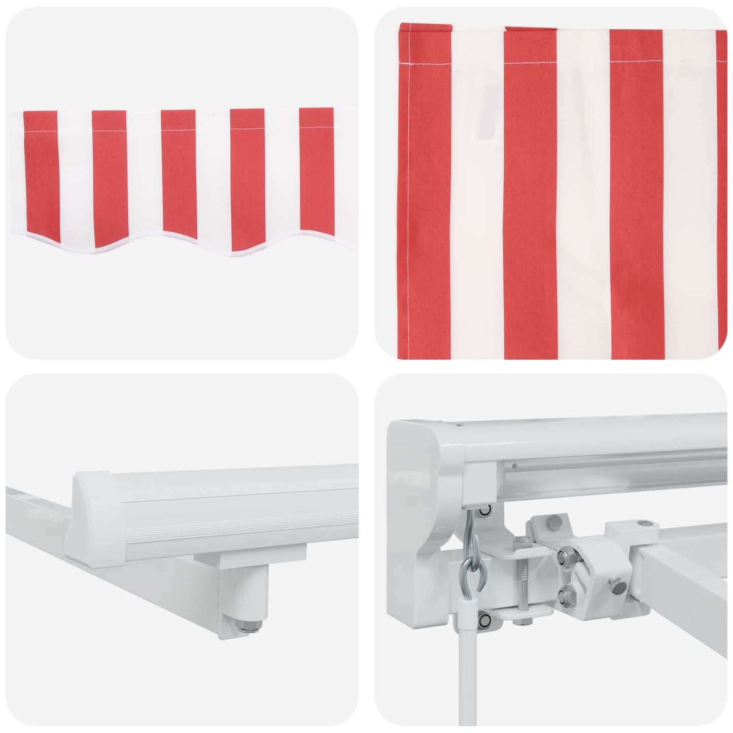 Manual Retractable Awning Red and White 3 x 2.5 m