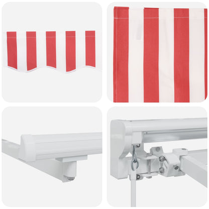 Manual Retractable Awning Red and White 3 x 2.5 m