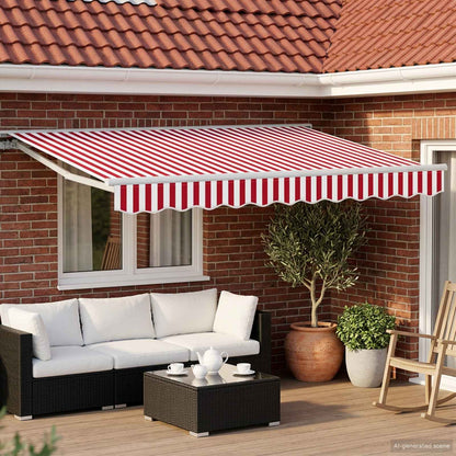 Manual Retractable Awning Red and White 3 x 2.5 m