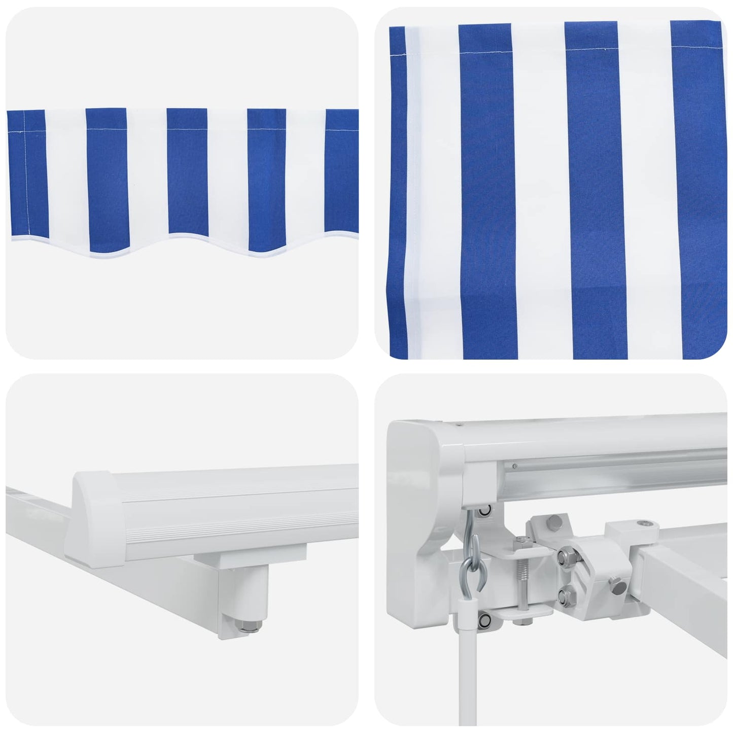 Manual Retractable Awning Blue and White 3.5 x 2.5 m