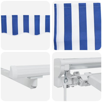 Manual Retractable Awning Blue and White 3.5 x 2.5 m