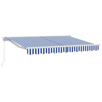Manual Retractable Awning Blue and White 3.5 x 2.5 m