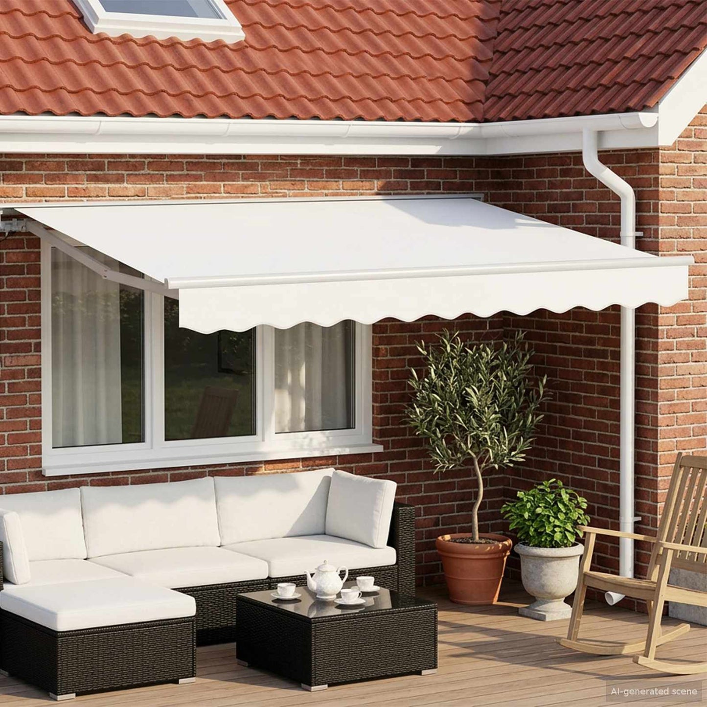 Manual Retractable Awning White 3.5 x 2.5 m