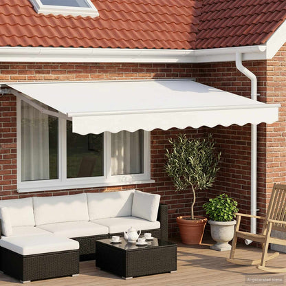 Manual Retractable Awning White 3.5 x 2.5 m