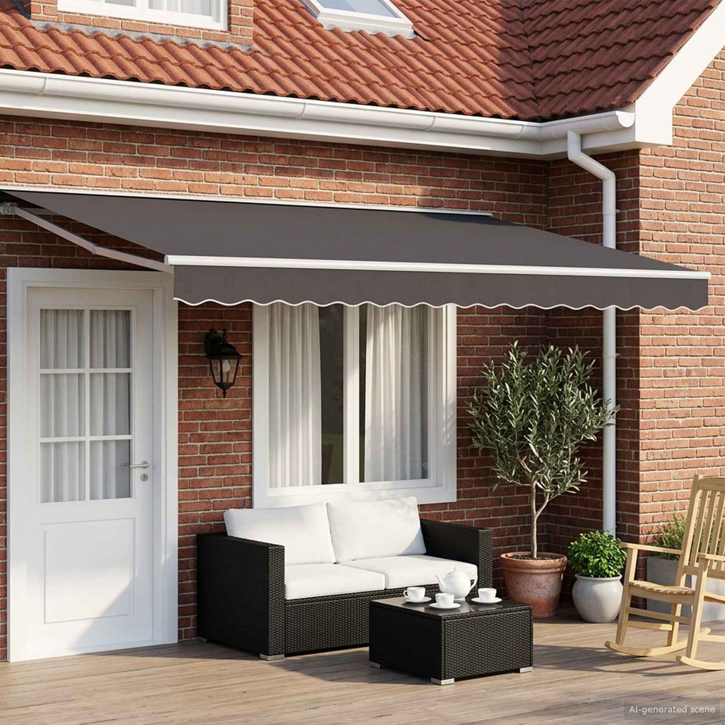 Manual Retractable Awning Anthracite 4.5 x 3 m