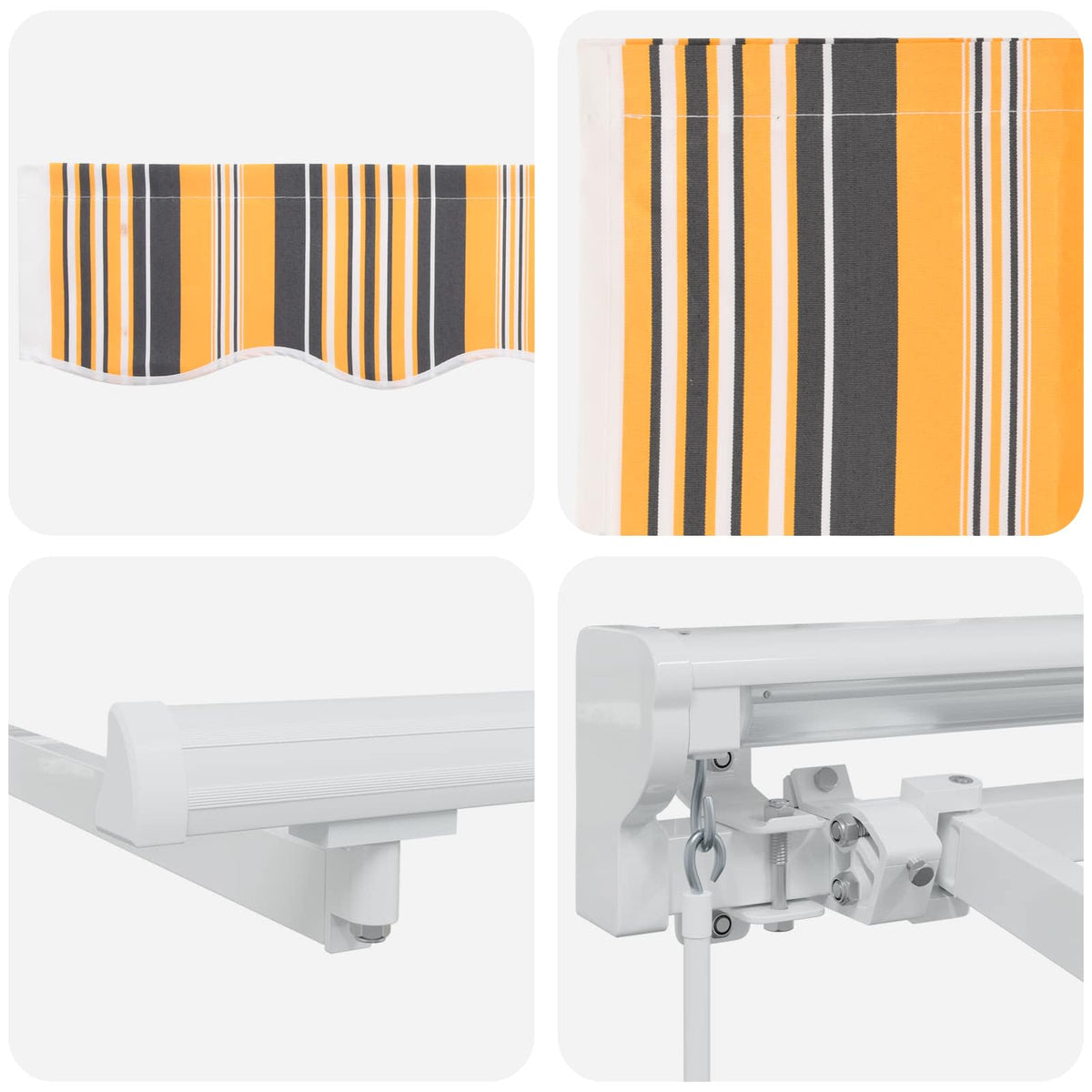 Manual Retractable Awning Yellow, Grey and White 4.5 x 3.5 m