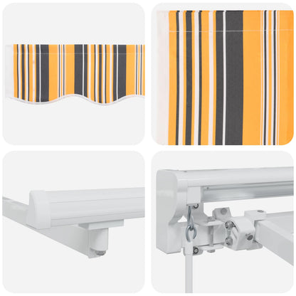 Manual Retractable Awning Yellow, Grey and White 4.5 x 3.5 m
