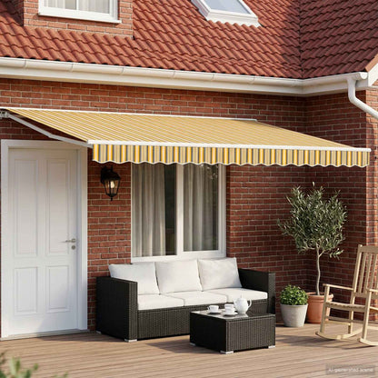 Manual Retractable Awning Yellow, Grey and White 5 x 3 m