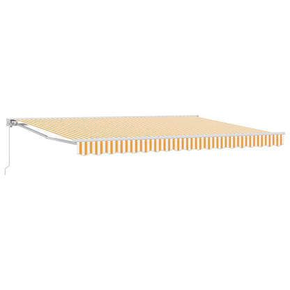 Manual Retractable Awning Yellow and White 5 x 3.5 m