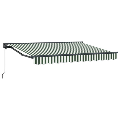 Manual Retractable Awning Green and White 3 x 2 m