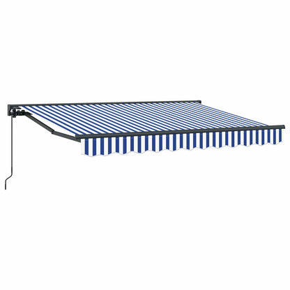 Manual Retractable Awning Blue and White 3.5 x 2 m