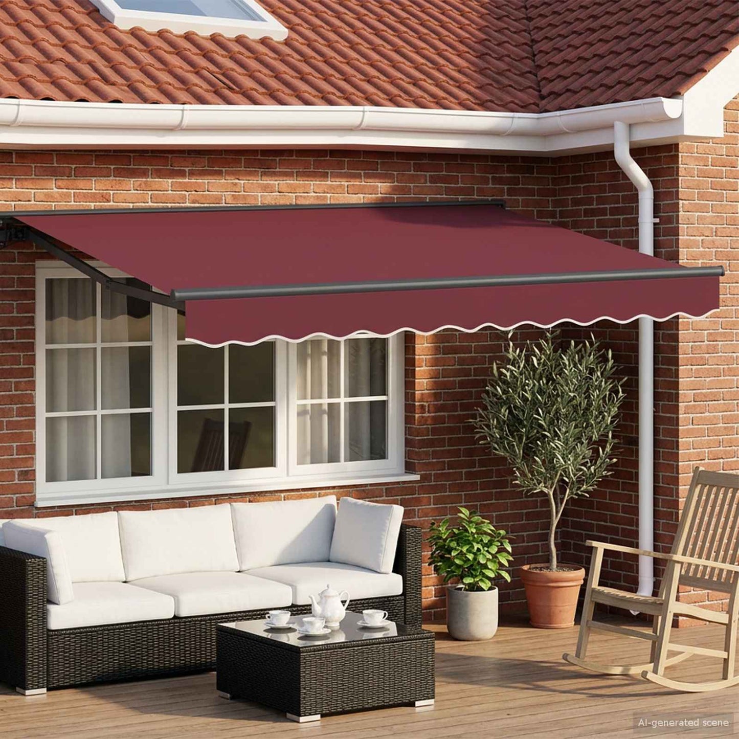 Manual Retractable Awning Burgundy 3.5 x 2 m