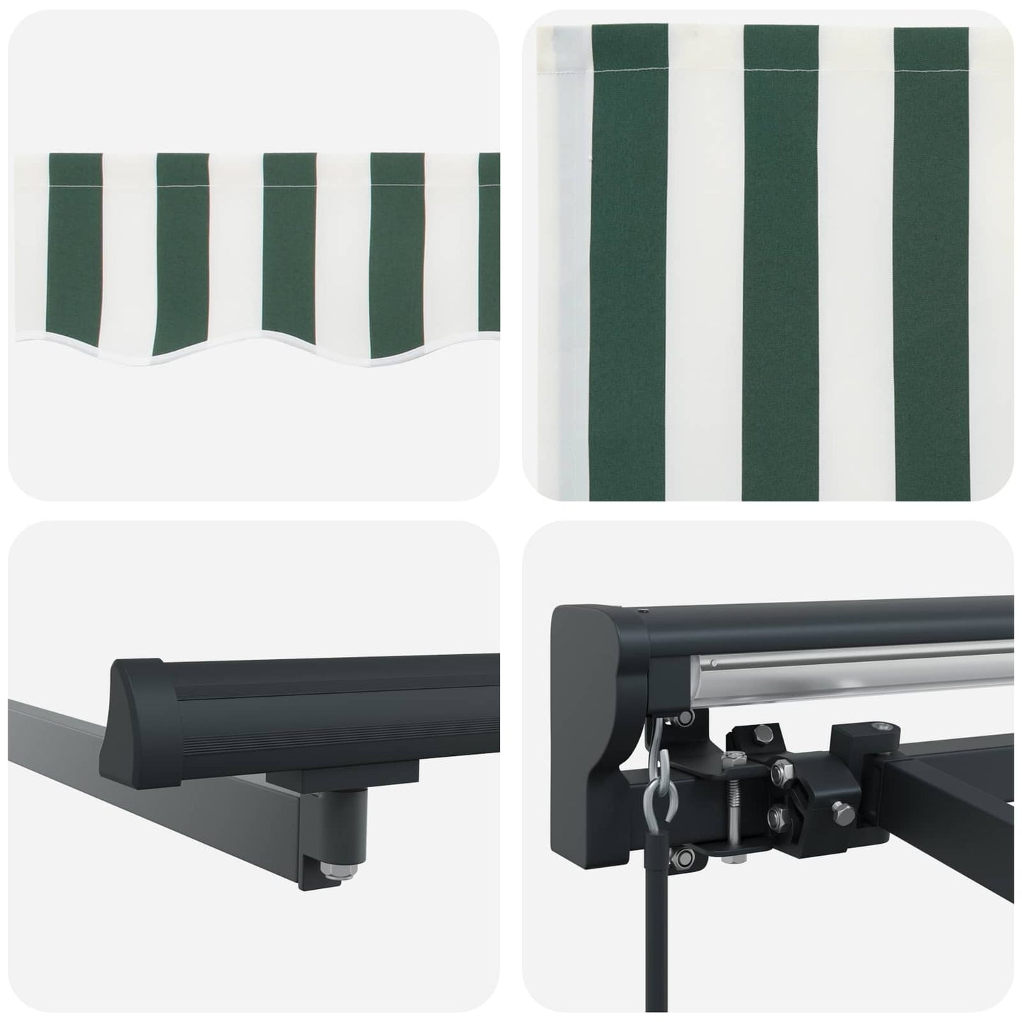 Manual Retractable Awning Green and White 4 x 3.5 m