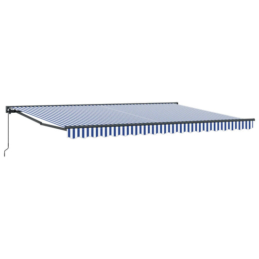 Manual Retractable Awning Blue and White 4.5 x 3.5 m