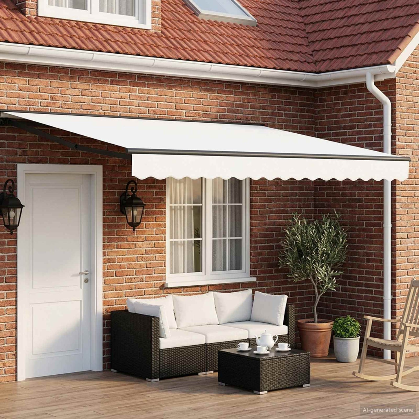 Manual Retractable Awning White 4.5 x 3.5 m