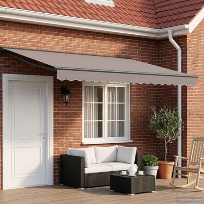 Manual Retractable Awning Light Grey 4.5 x 3.5 m