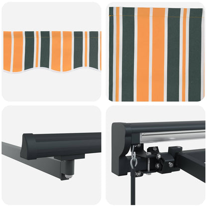 Manual Retractable Awning Green and Yellow 4.5 x 3.5 m