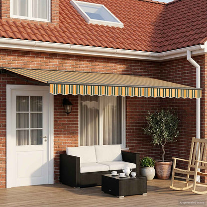 Manual Retractable Awning Green and Yellow 4.5 x 3.5 m