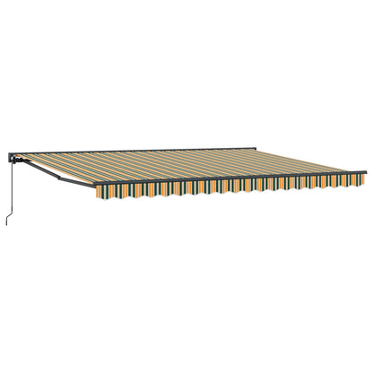 Manual Retractable Awning Green and Yellow 4.5 x 3.5 m