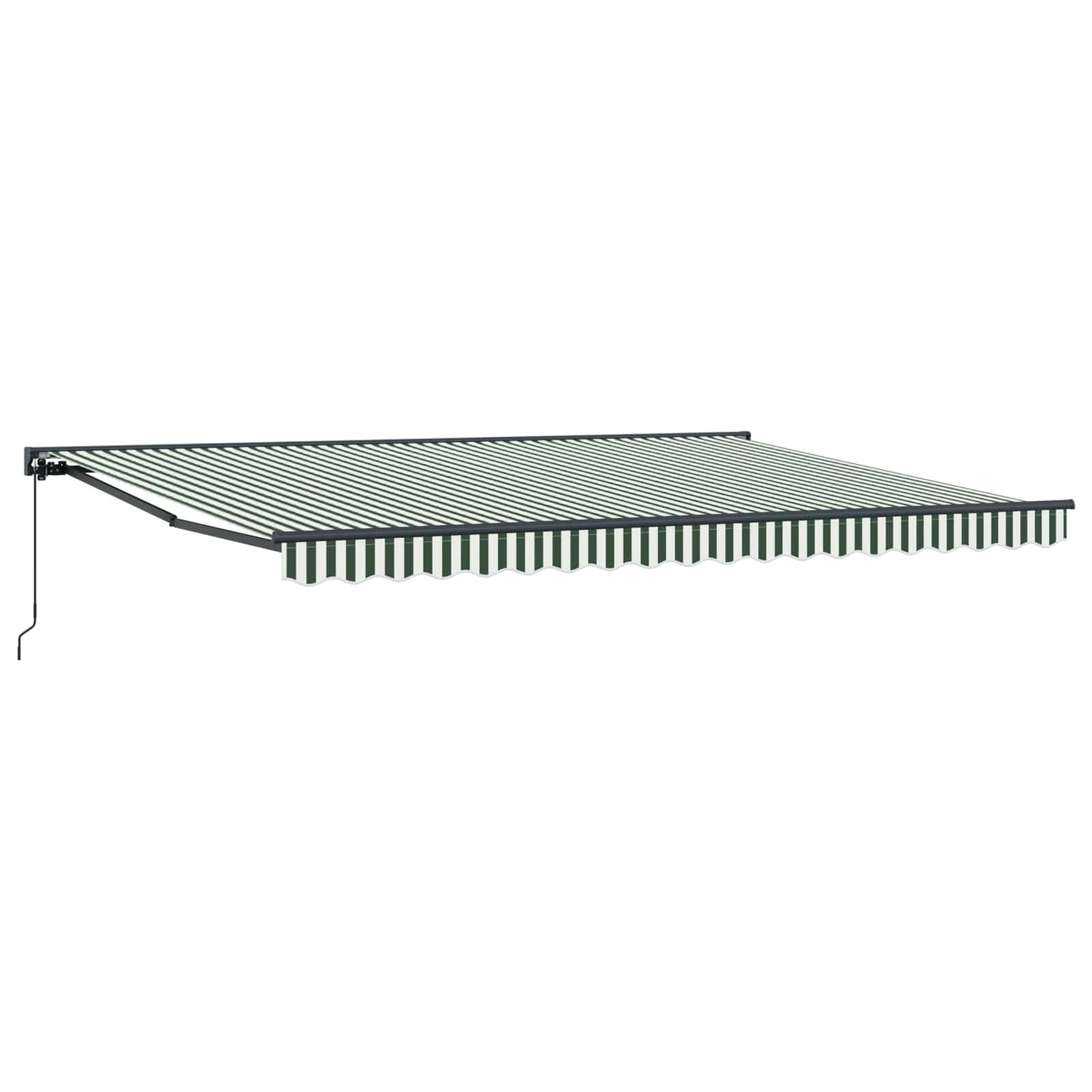 Manual Retractable Awning Green and White 4.5 x 3.5 m
