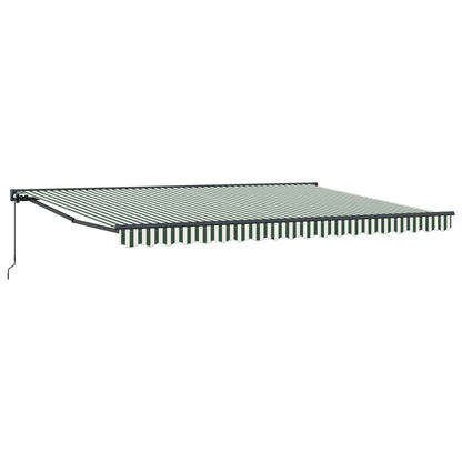 Manual Retractable Awning Green and White 4.5 x 3.5 m