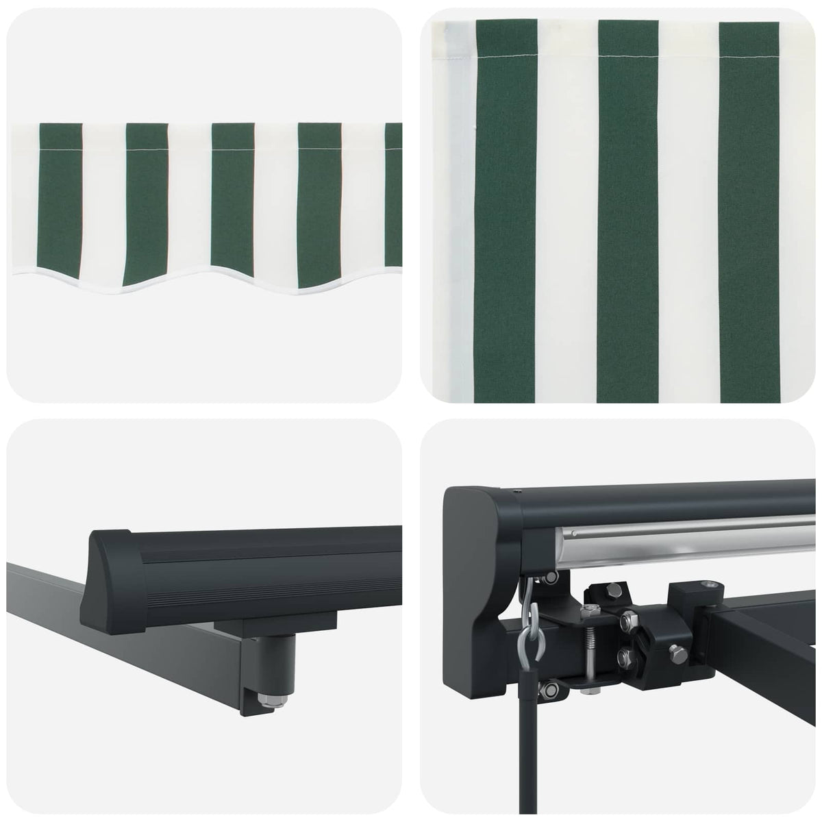 Manual Retractable Awning Green and White 5 x 3.5 m