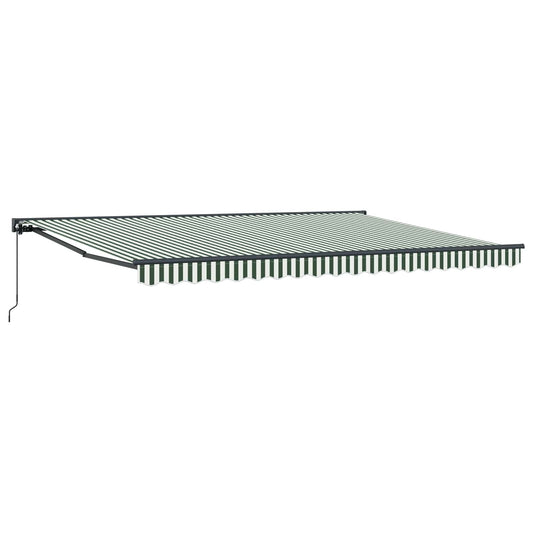 Manual Retractable Awning Green and White 5 x 3.5 m