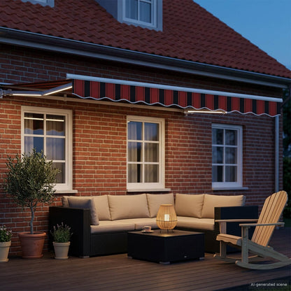 Manual Awning Frame with LEDs Orange, Black and White 2.5 x 2 m