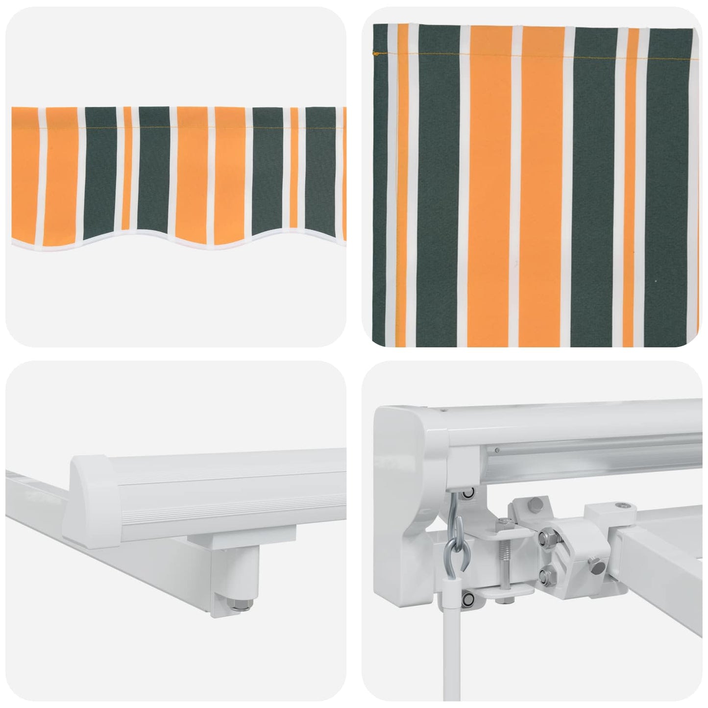Manual Awning Frame with LEDs Green, Yellow and White 2.5 x 2 m