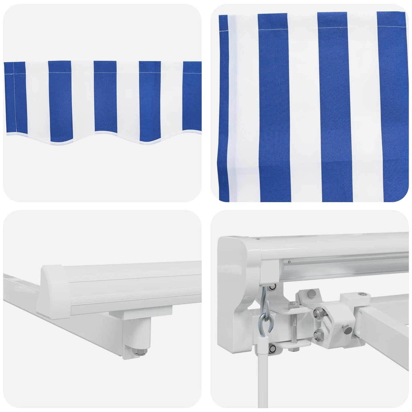 Manual Awning Frame with LEDs Blue and White 3.5 x 2 m
