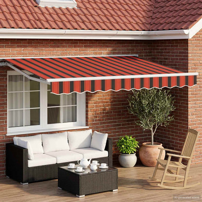 Manual Awning Frame with LEDs Orange, Black and White 3.5 x 2 m