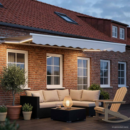 Manual Awning Frame with LEDs White 3.5 x 2 m