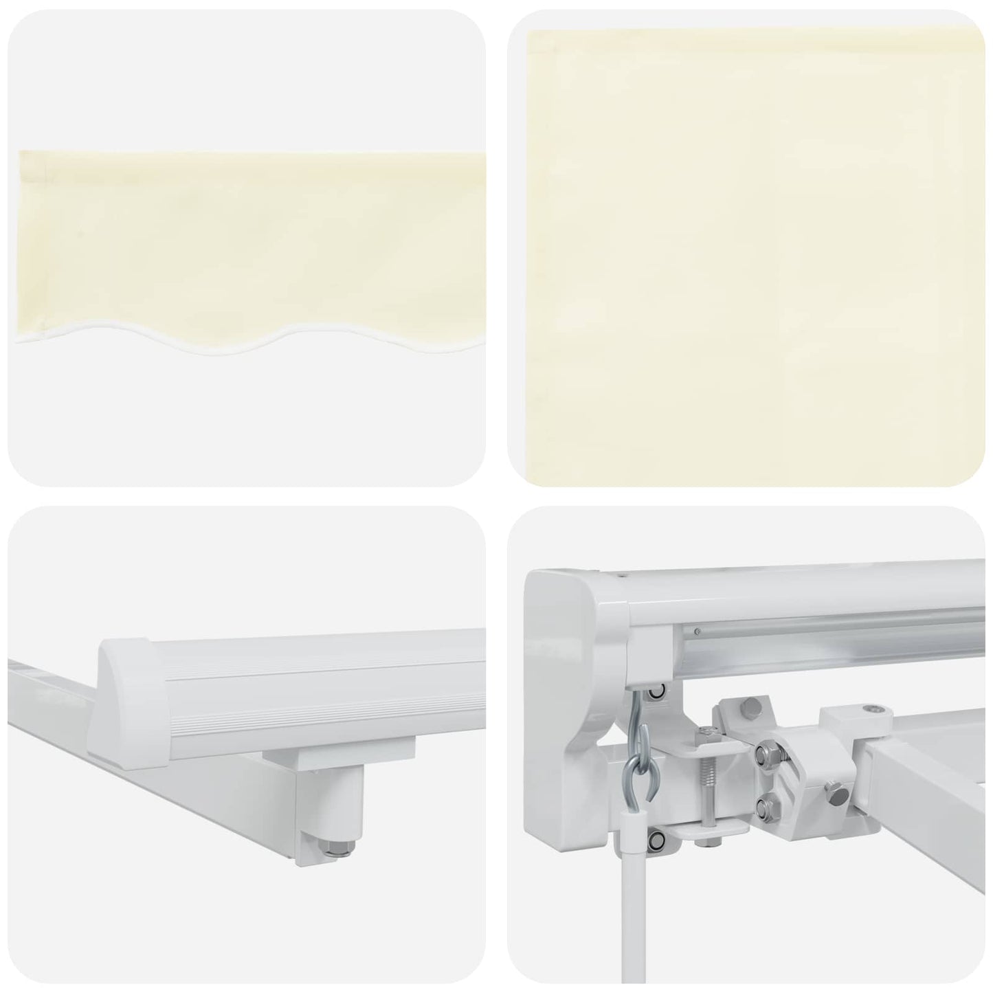 Manual Awning Frame with LEDs Cream and White 4 x 2 m