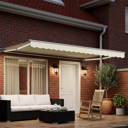 Manual Awning Frame with LEDs Cream and White 4 x 2 m
