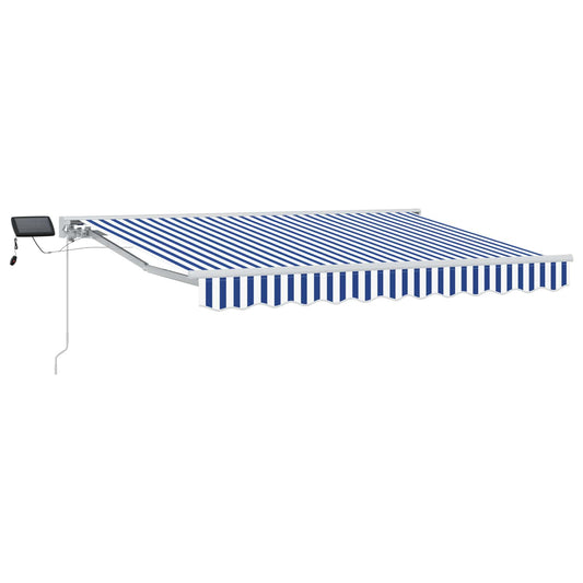 Manual Awning Frame with LEDs Blue and White 3 x 2.5 m